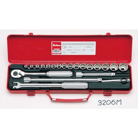 Ko-Ken Socket set 6, 12 Point 21 pieces 3/8 Sq. Drive 3206M